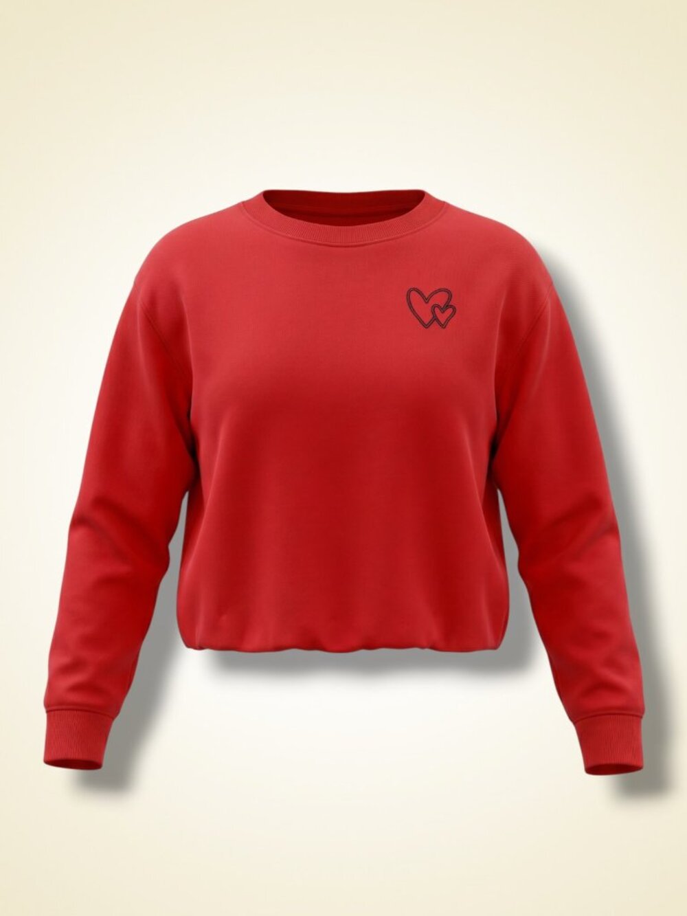 Universal Thread Shimmer Heart Patch Cropped Red Pullover Sweatshirt Size M